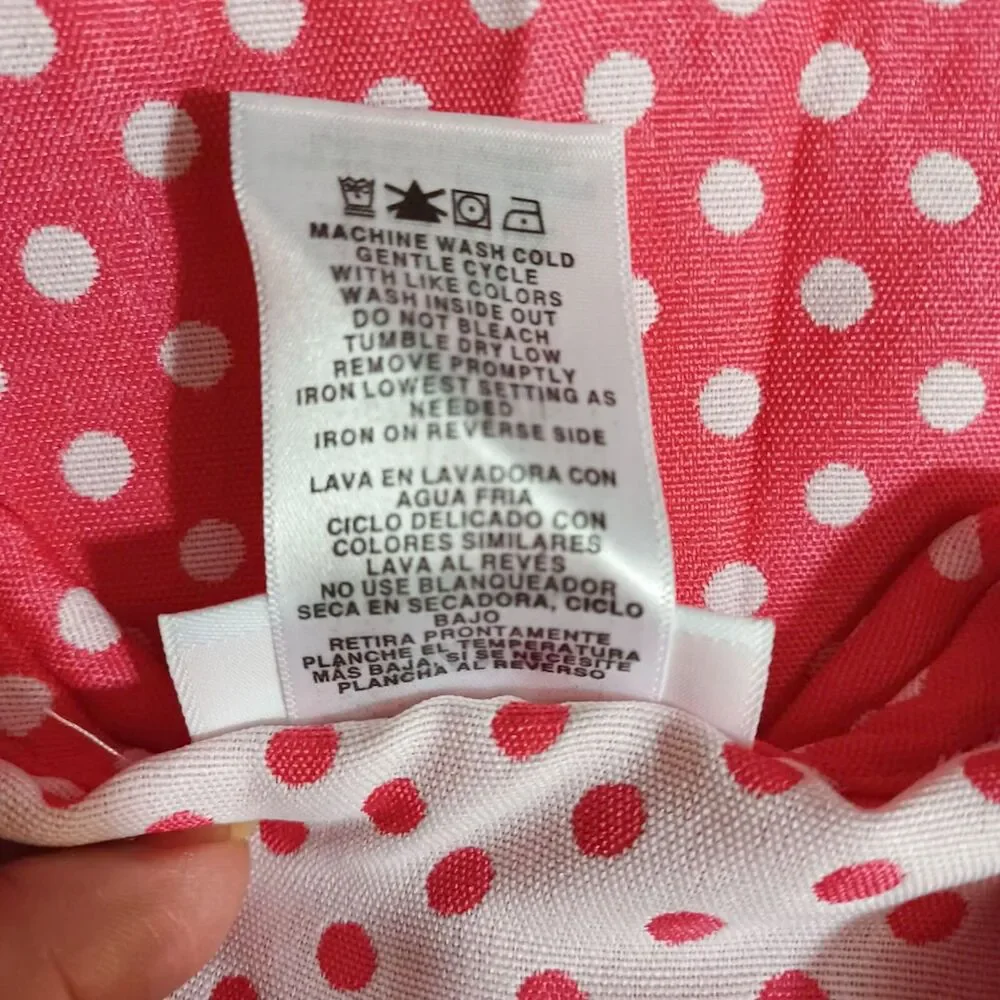 Bonnie Baby Polka Dot Peacoat Jacket 12M Pink White Bow Back Vintage Style Girls
